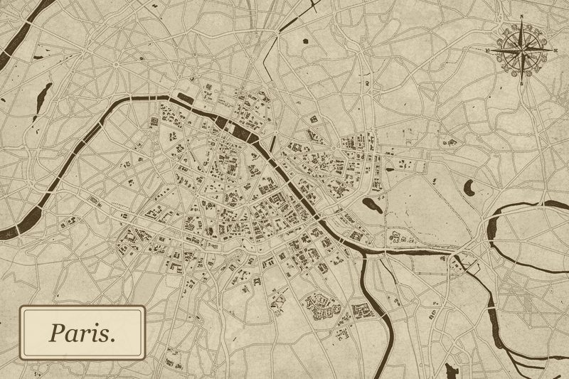 Antique hand-drawn plan of Paris