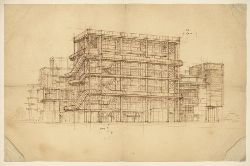Sketch of Centre Pompidou, Paris