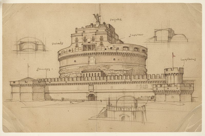 Sketch of Castel Sant'Angelo, Rome